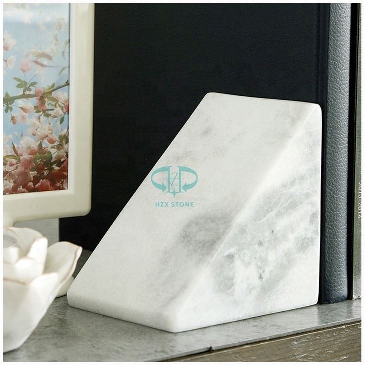 Serre-Livres Décoratifs En Marbre Noir Et Blanc - Lot De 2 - Stabiliseurs Pour Livres Lourds - Coussinets Antidérapants