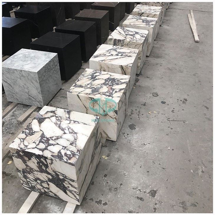 Calacatta Marble Cube End Table