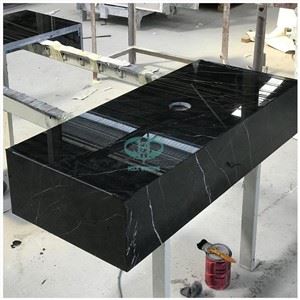 Vanité de salle de bain en marbre noir