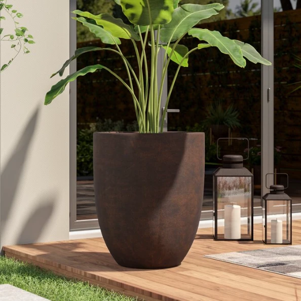 Outdoor Fiber Clay Flower Pot