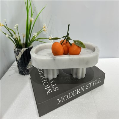 Plateau en marbre blanc carrara